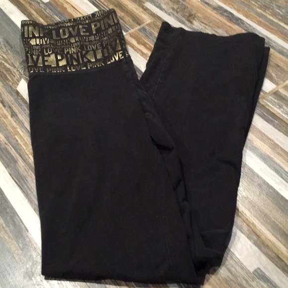 PINK Victoria's Secret Pants - PINK Black and Gold Yoga Pants